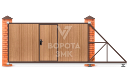 Откатные ворота 5500×2800 с калиткой 5,5 метров ЗМК-8008